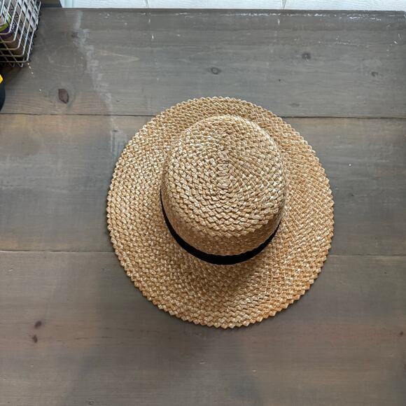 Lack of Color Black Band Rico Zigzag Boater Hat Sz M - Picture 4 of 14